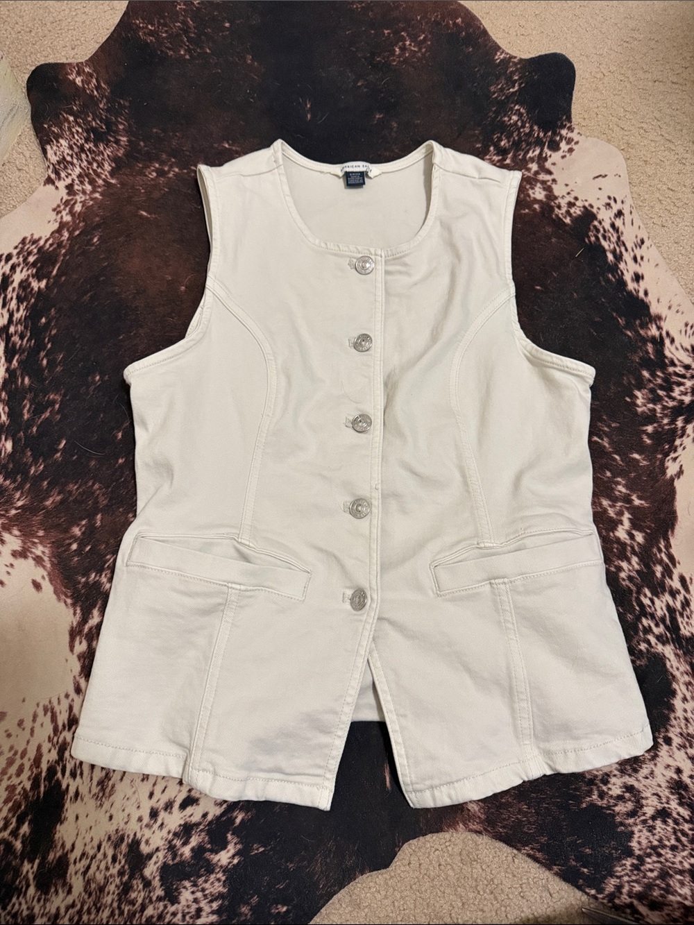 Ralph Lauren Cream Sleeveless Button-Front Vest